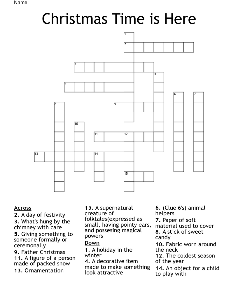 Christmas Time Is Here Crossword WordMint
