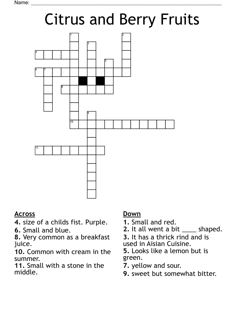 Citrus And Berry Fruits Crossword WordMint Citrus And Berry Fruits Crossword WordMint