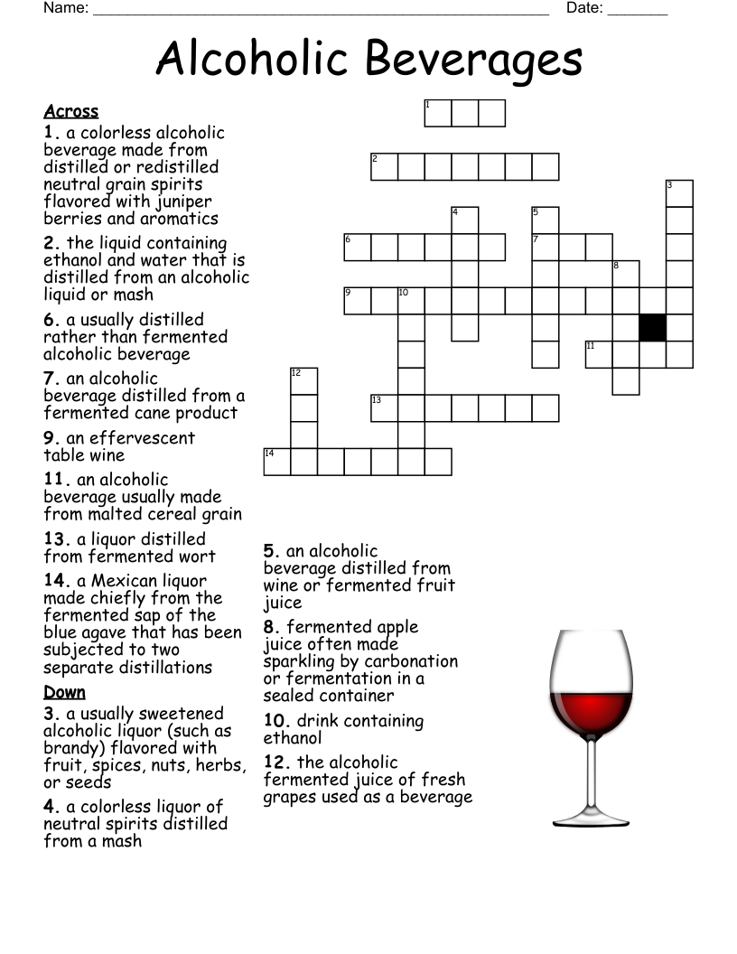 Classic Cocktails Crossword WordMint