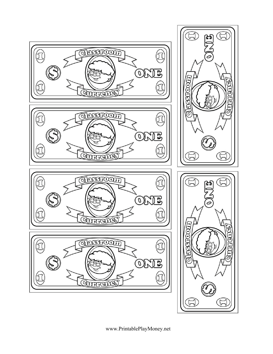 Classroom Currency One Dollar Bill Template Download Printable PDF Templateroller