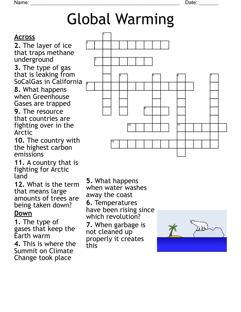 Climate Change And Global Warming Crossword WordMint