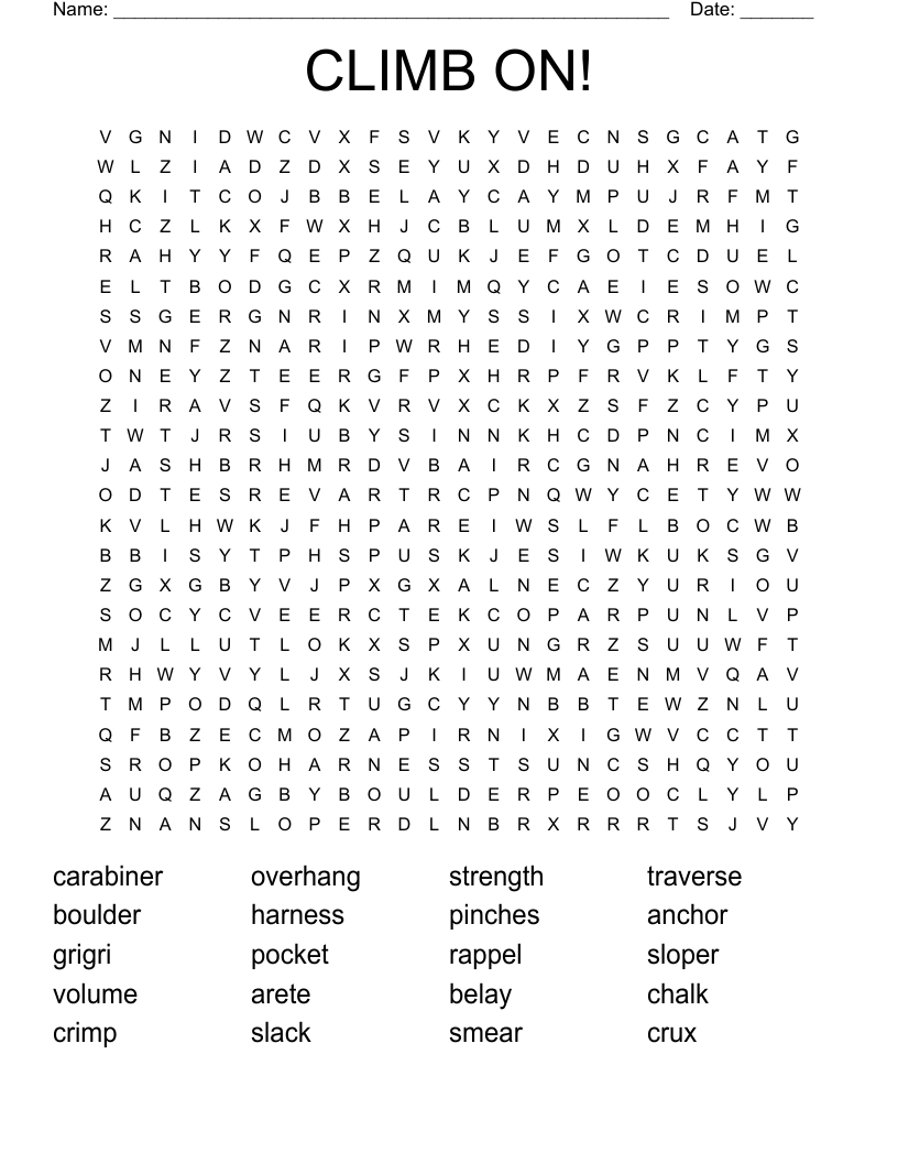 CLIMB ON Word Search WordMint