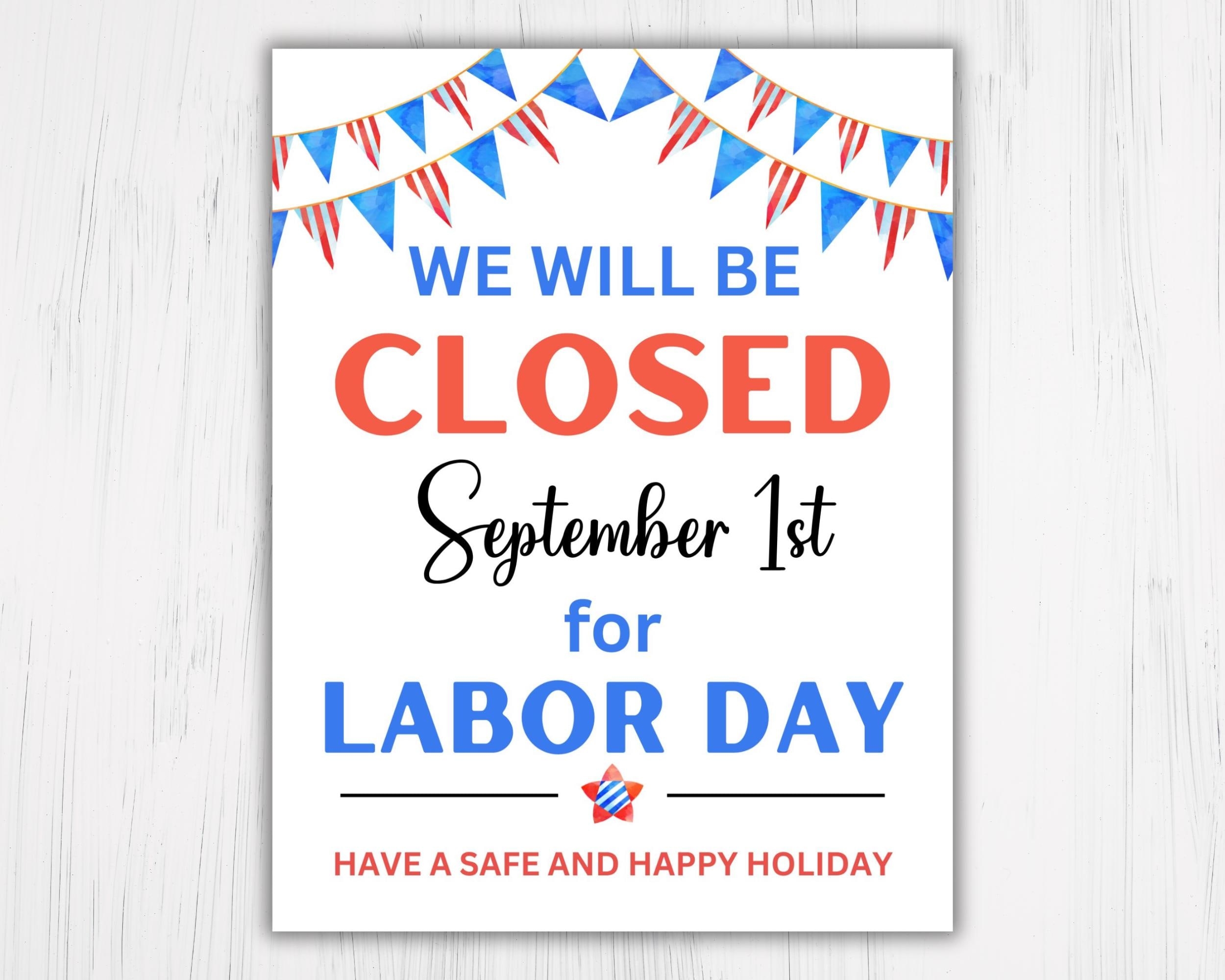 free printable labor day closed sign template