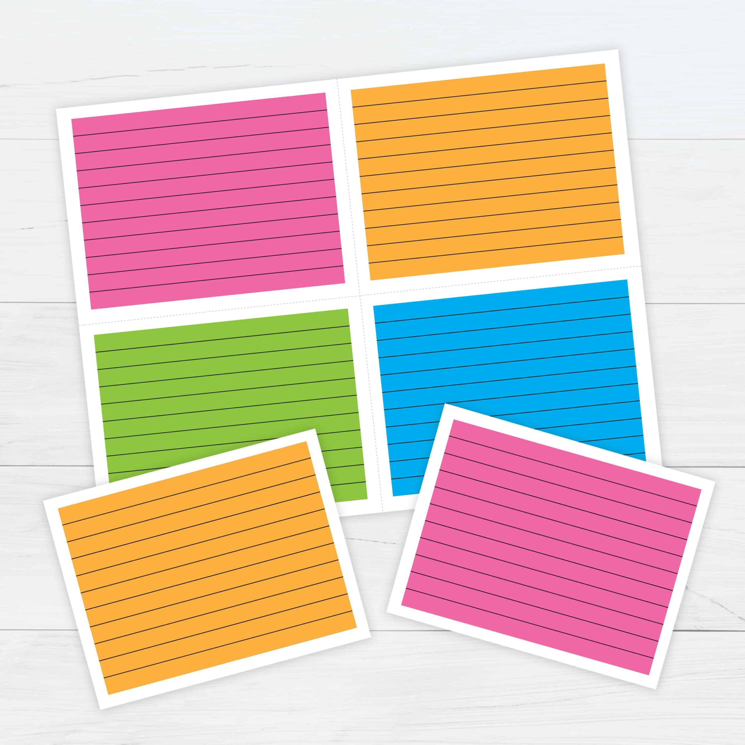 Color Ruled Index Cards Template Free Printable Download