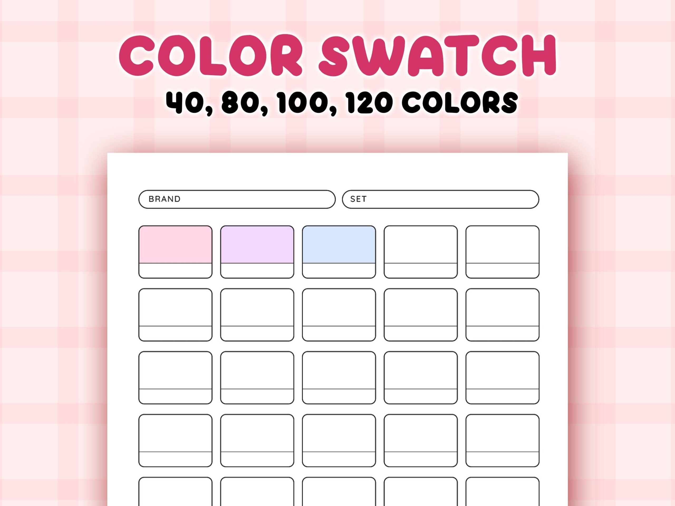 Color Swatch Chart Printable Blank Color Swatches Sheets PDF Alcohol Markers Blank Color Chart Printable 40 80 100 120 Color Test Etsy