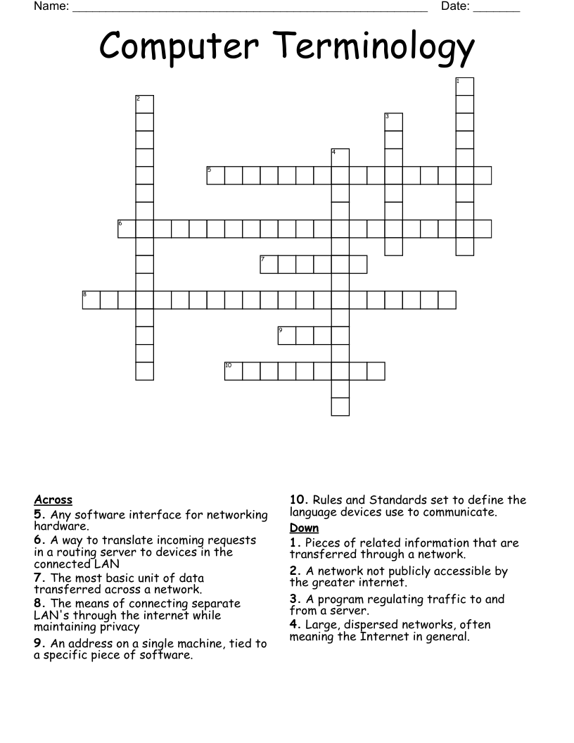 Computer Terminology Crossword WordMint Computer Terminology Crossword WordMint