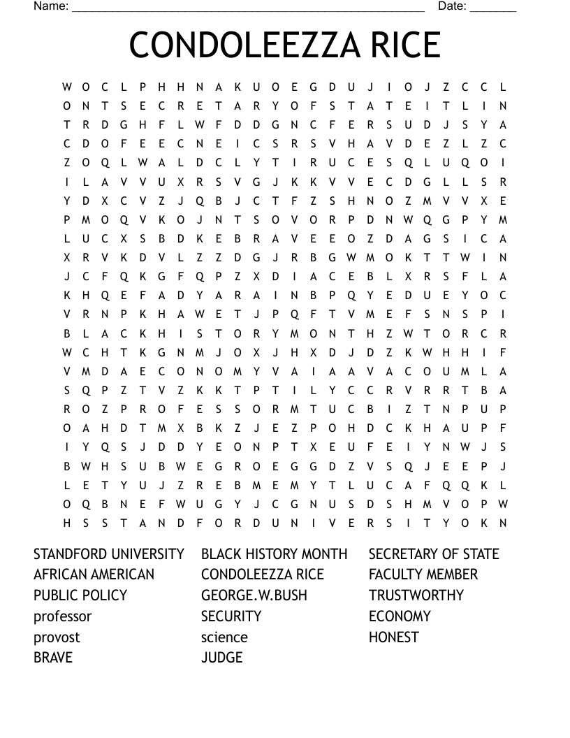 CONDOLEEZZA RICE Word Search WordMint CONDOLEEZZA RICE Word Search WordMint