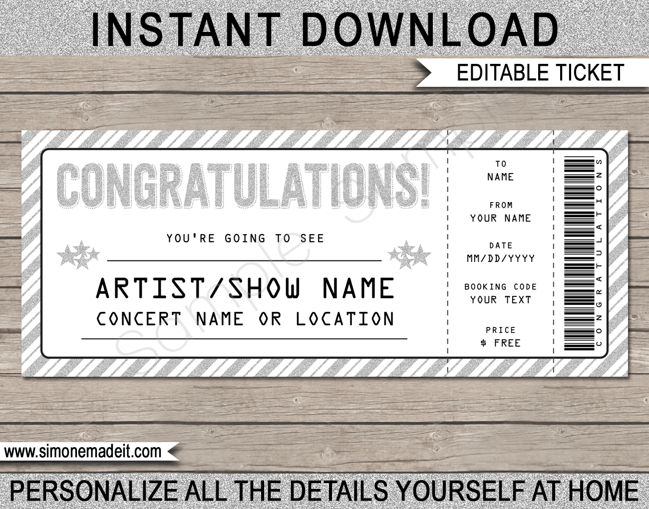 concert ticket printable template