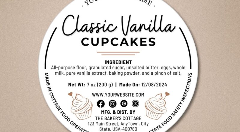 Cottage Food Label Cottage Baking Label Printable Food Label Home Baked Goods Label Home Bakery Stickers Ingredient Label Template Etsy