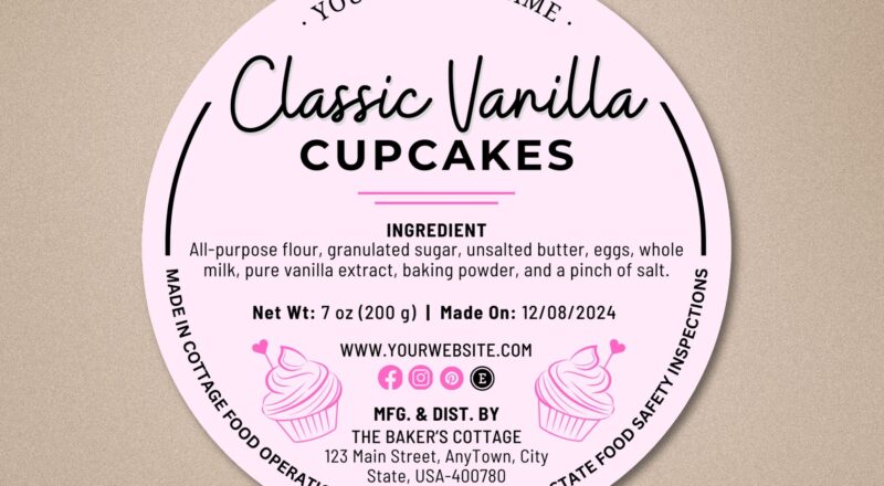 Cottage Food Label Cottage Baking Label Printable Food Label Home Baked Goods Label Home Bakery Stickers Ingredient Label Template Etsy