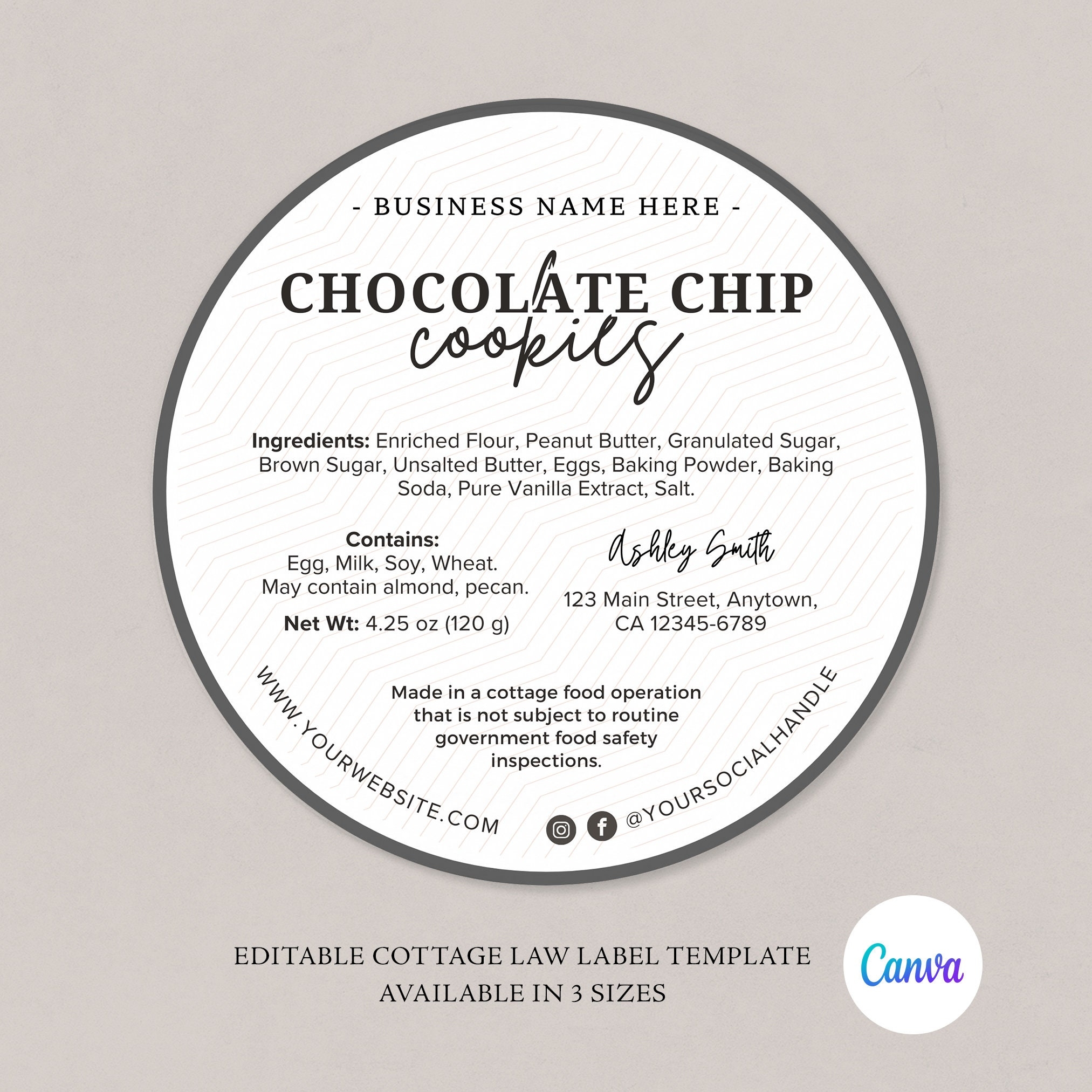 Cottage Food Label Home Baked Goods Label Printable Food Label Cottage Baking Label Ingredient Label Template Home Bakery Stickers Etsy