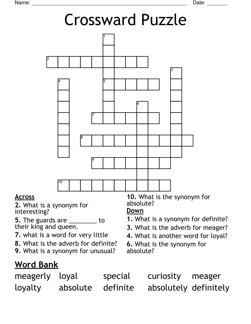 Crossward Puzzle Crossword WordMint