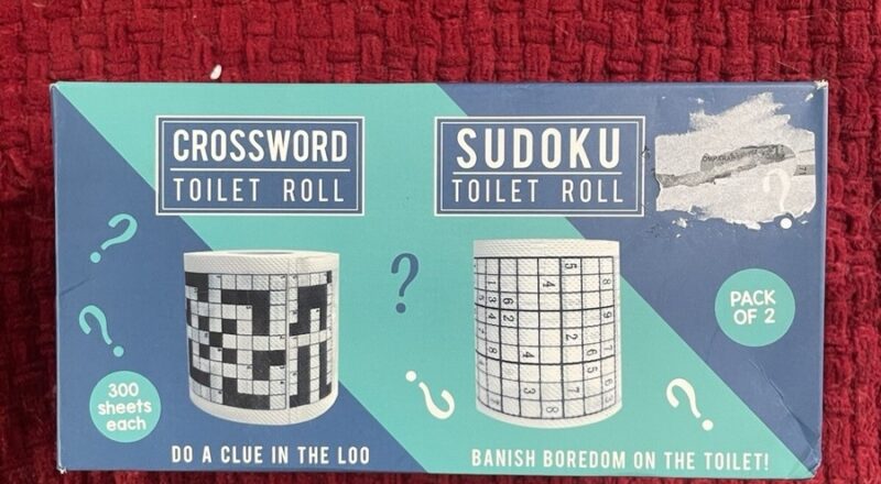 Crossword And Sudoku Toilet Paper Roll Novelty Gag Gift Fizz Creations New EBay