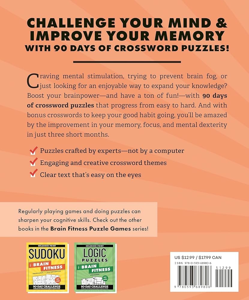 Crossword Puzzles For Brain Fitness 90 Day Challenge To Sharpen The Mind And Strengthen Cognitive Skills Brain Fitness Puzzle Games Lucido Aimee Stock Matthew 9780593689806 Amazon Books