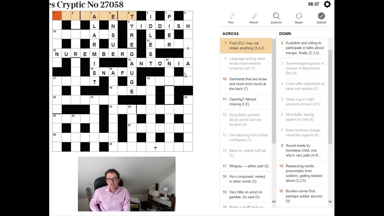 german article crossword