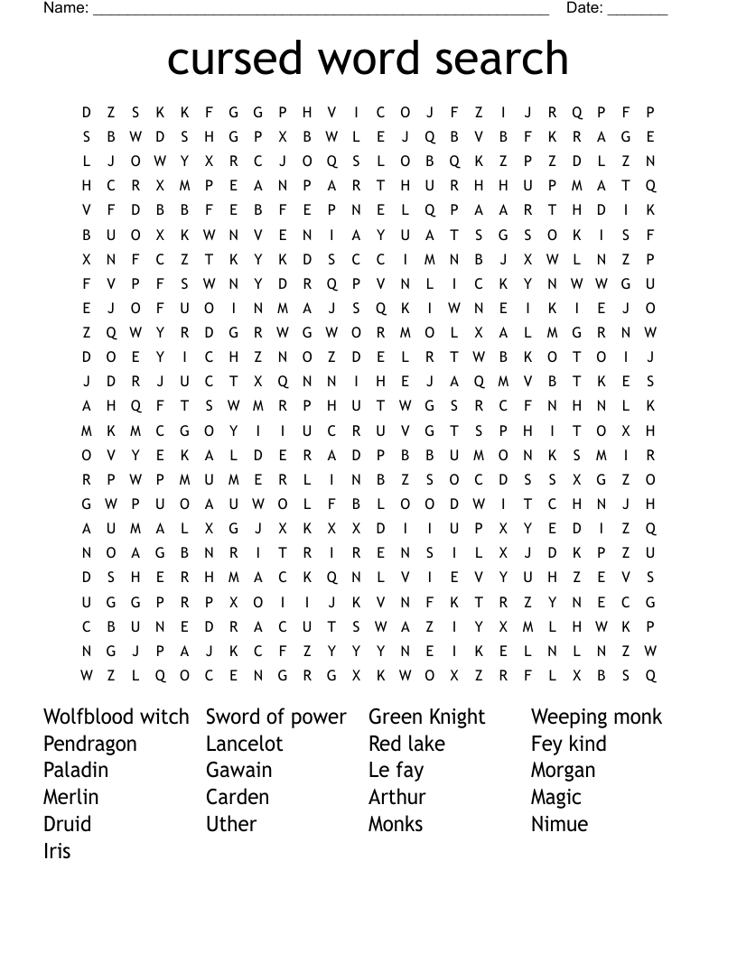 Cursed Word Search WordMint