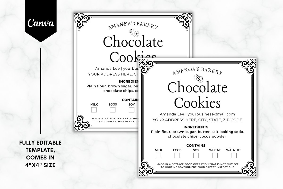 printable cottage food label template
