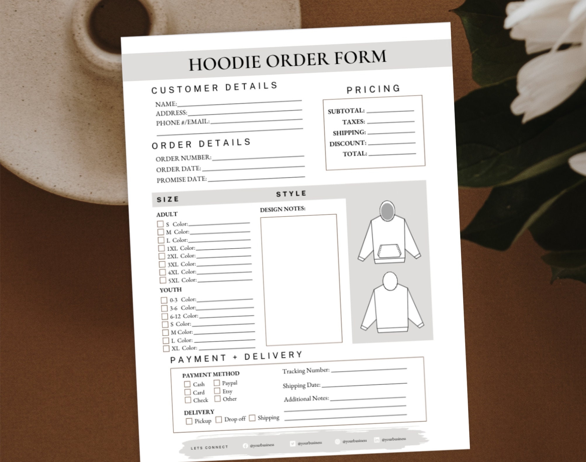 Custom Hoodoe Sweatshirt Order Form Template Free Printable Buy Editable Hoodie Order Form Template Custom Order