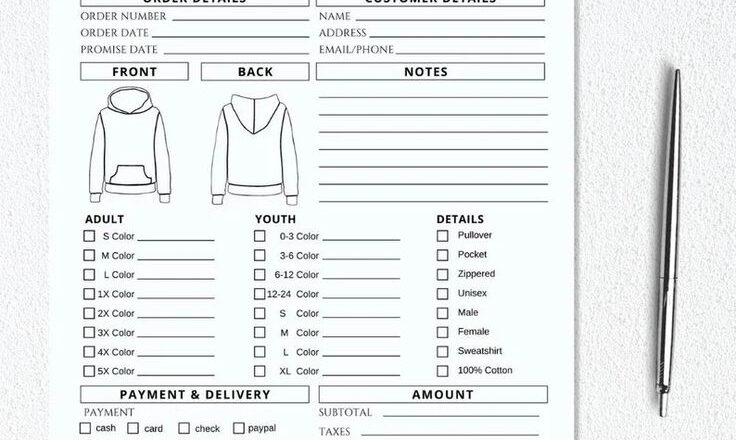 Custom Hoodoe Sweatshirt Order Form Template Free Printable Free T Shirt Order Form Doc 145KB 1 Page s