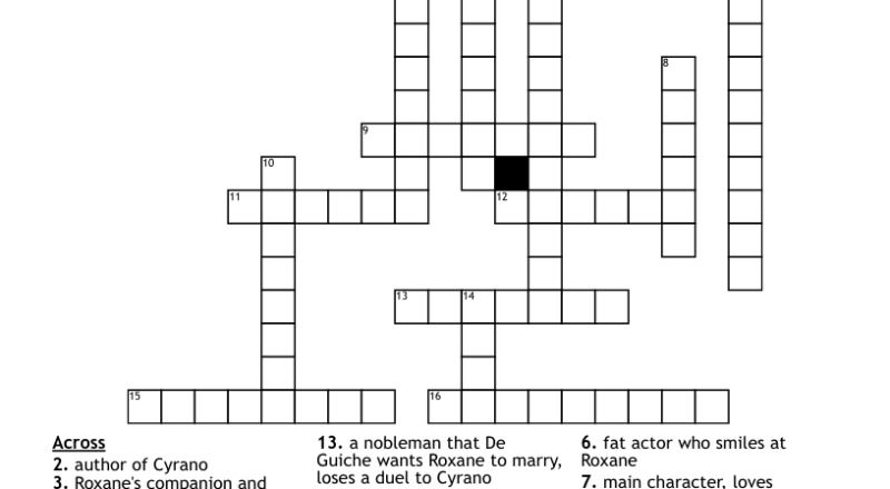 Cyrano De Bergerac Characters Crossword WordMint