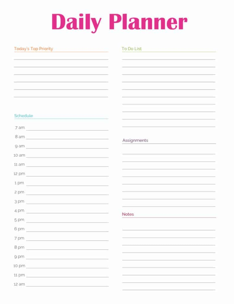 daily organizer template printable daily organizer template printable