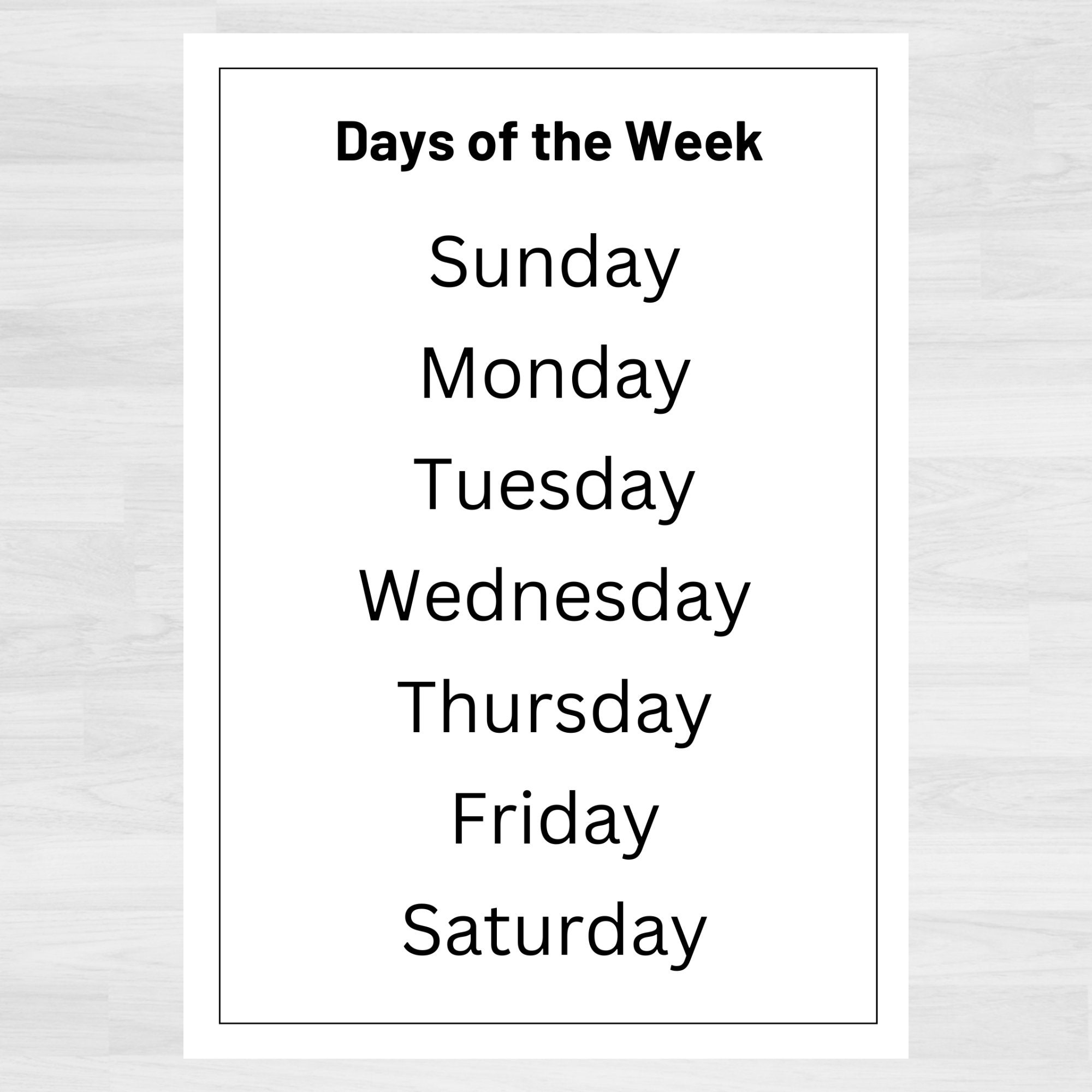 Days Of The Week Printable Chart Pre k Learning PDF PNG Etsy Days Of The Week Printable Chart Pre k Learning PDF PNG Etsy