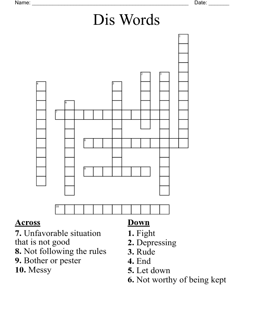 Dis Crossword Puzzle WordMint