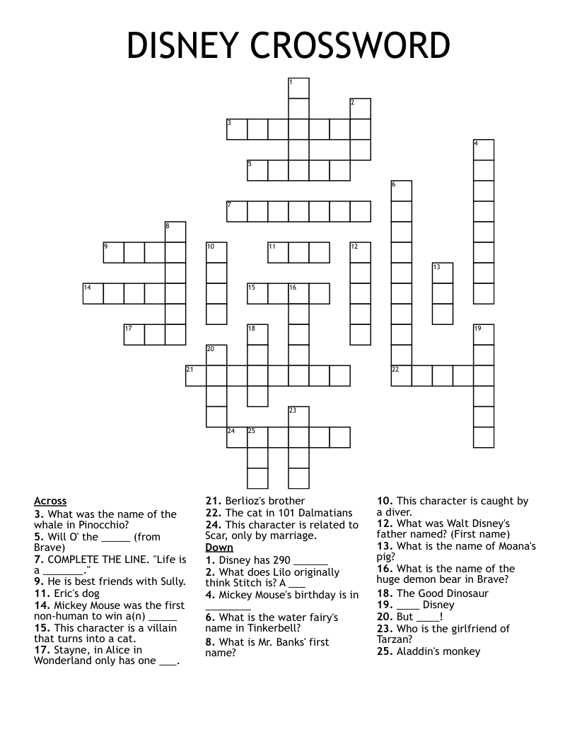 DISNEY CROSSWORD WordMint DISNEY CROSSWORD WordMint