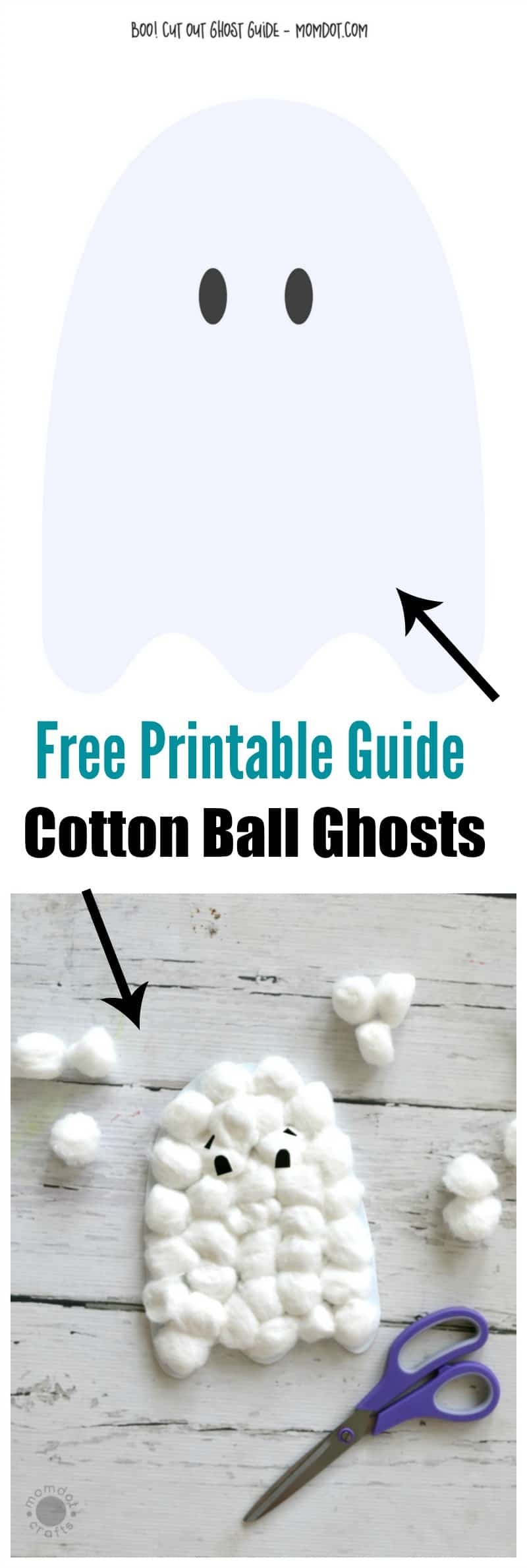 DIY Cotton Ball Ghosts FREE Ghost Template Download MomDot