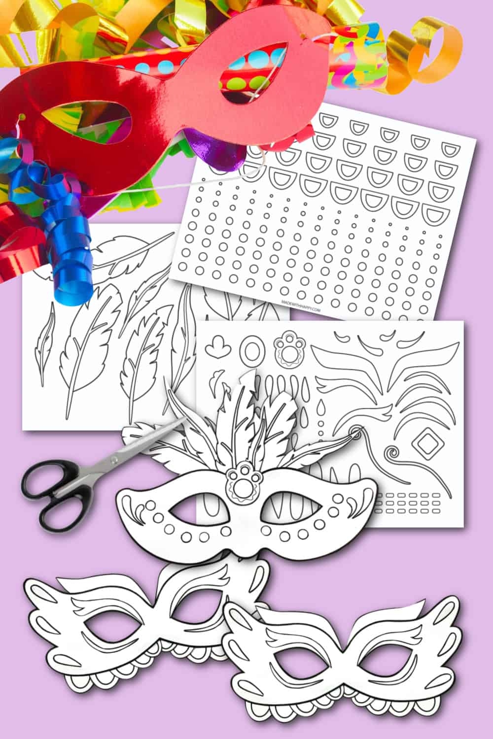 DIY Mardi Gras Mask Template Made With HAPPY