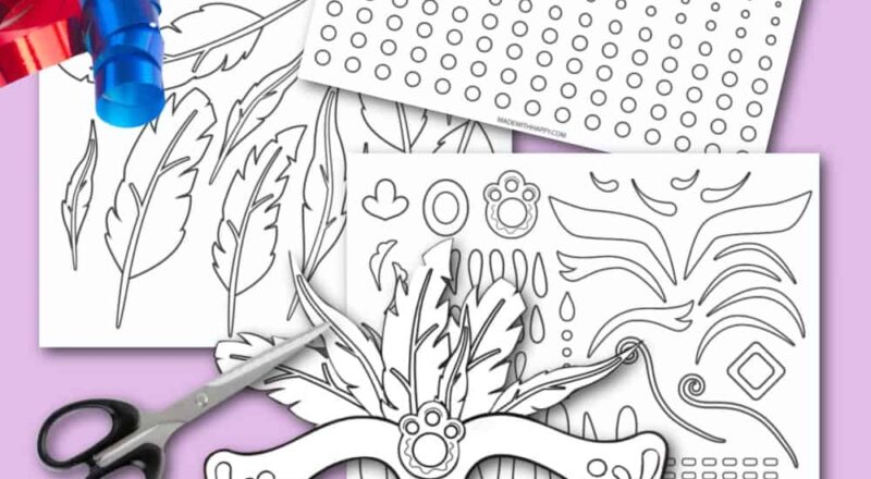 DIY Mardi Gras Mask Template Made With HAPPY