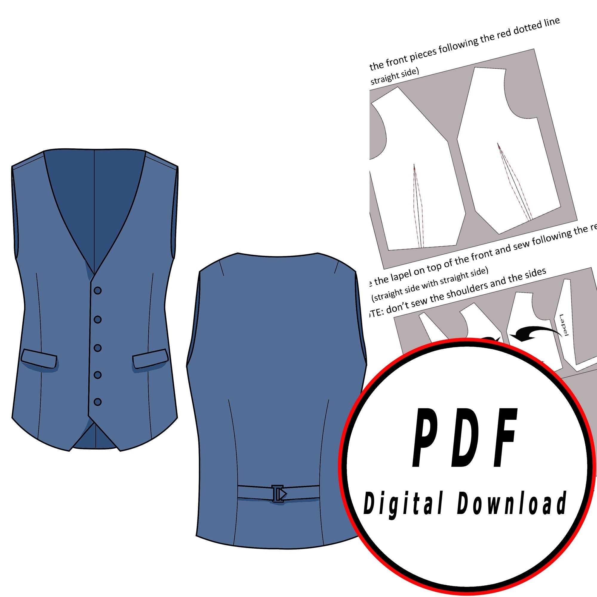 template printable vest pattern
