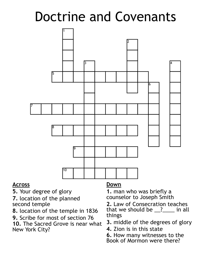 Doctrine And Covenants Crossword WordMint