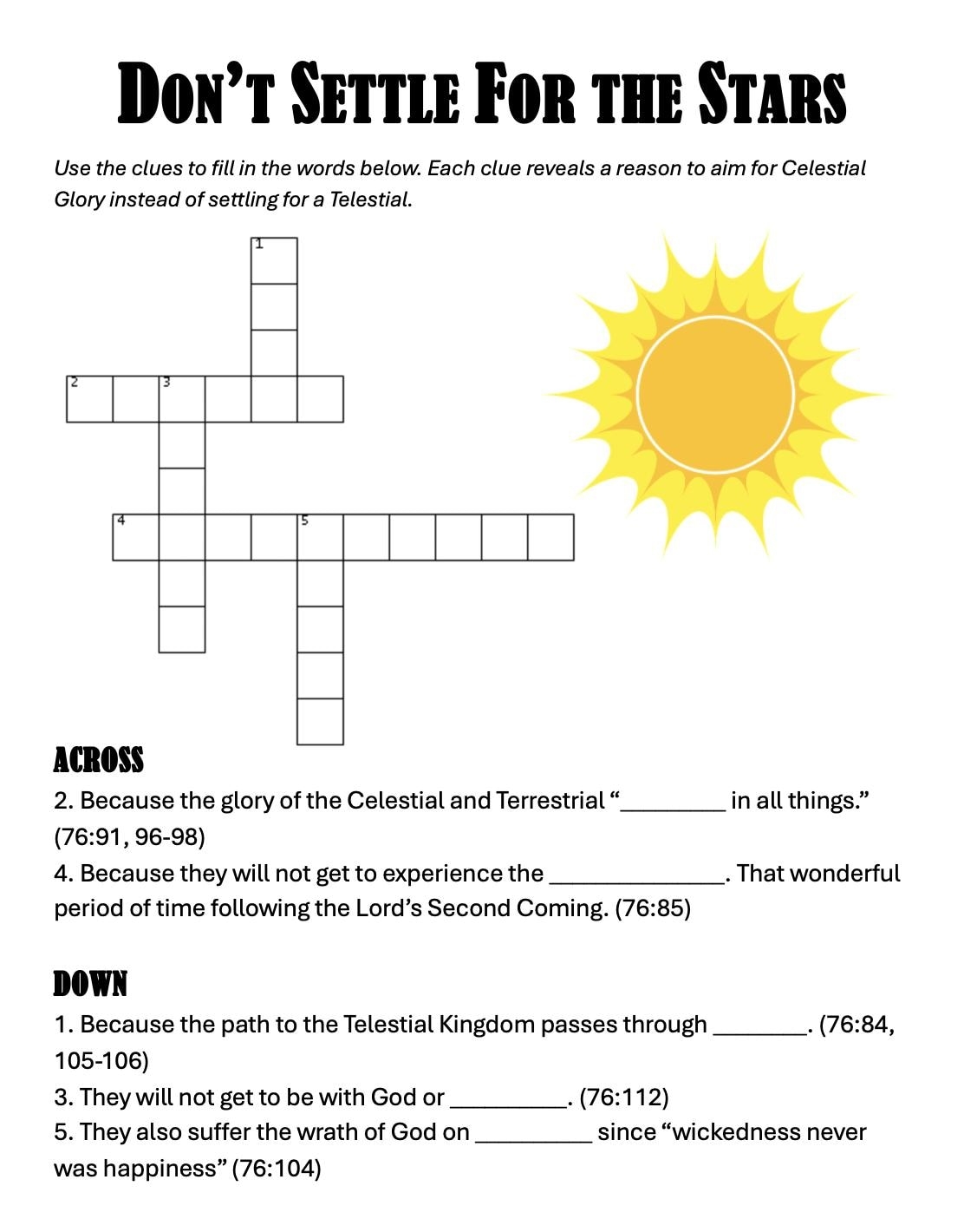 Doctrine Covenants 76 Handouts Only Etsy