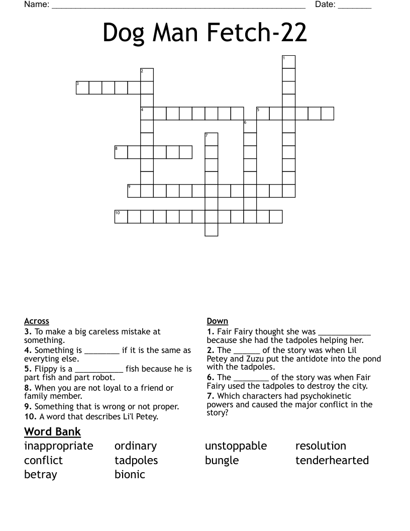 Dog Man Fetch 22 Crossword WordMint