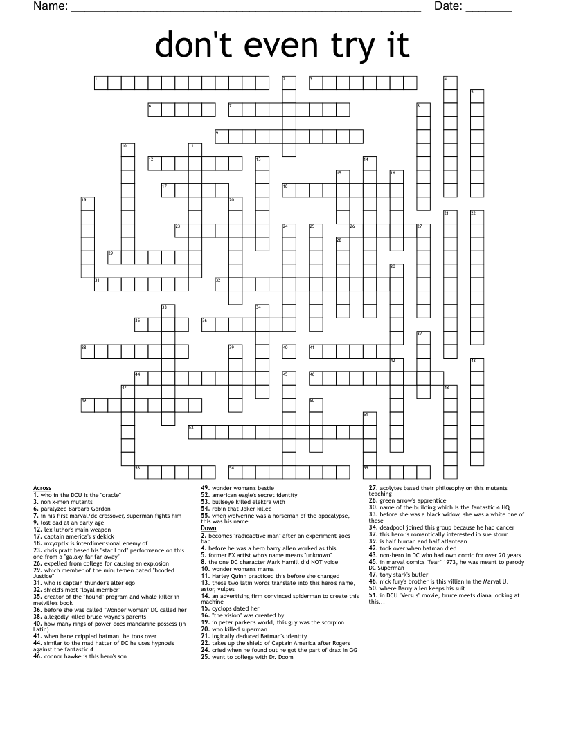 Don t Even Try It Crossword WordMint