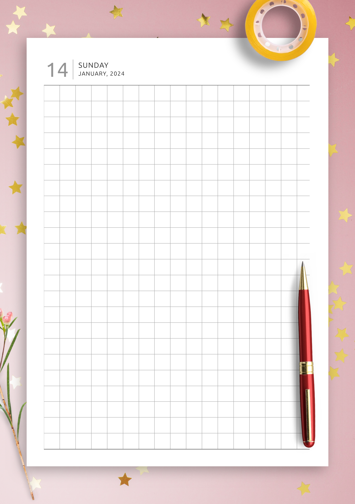 Download Daily Square Template Printable PDF Or Digital For ReMarkable Kindle Supernote