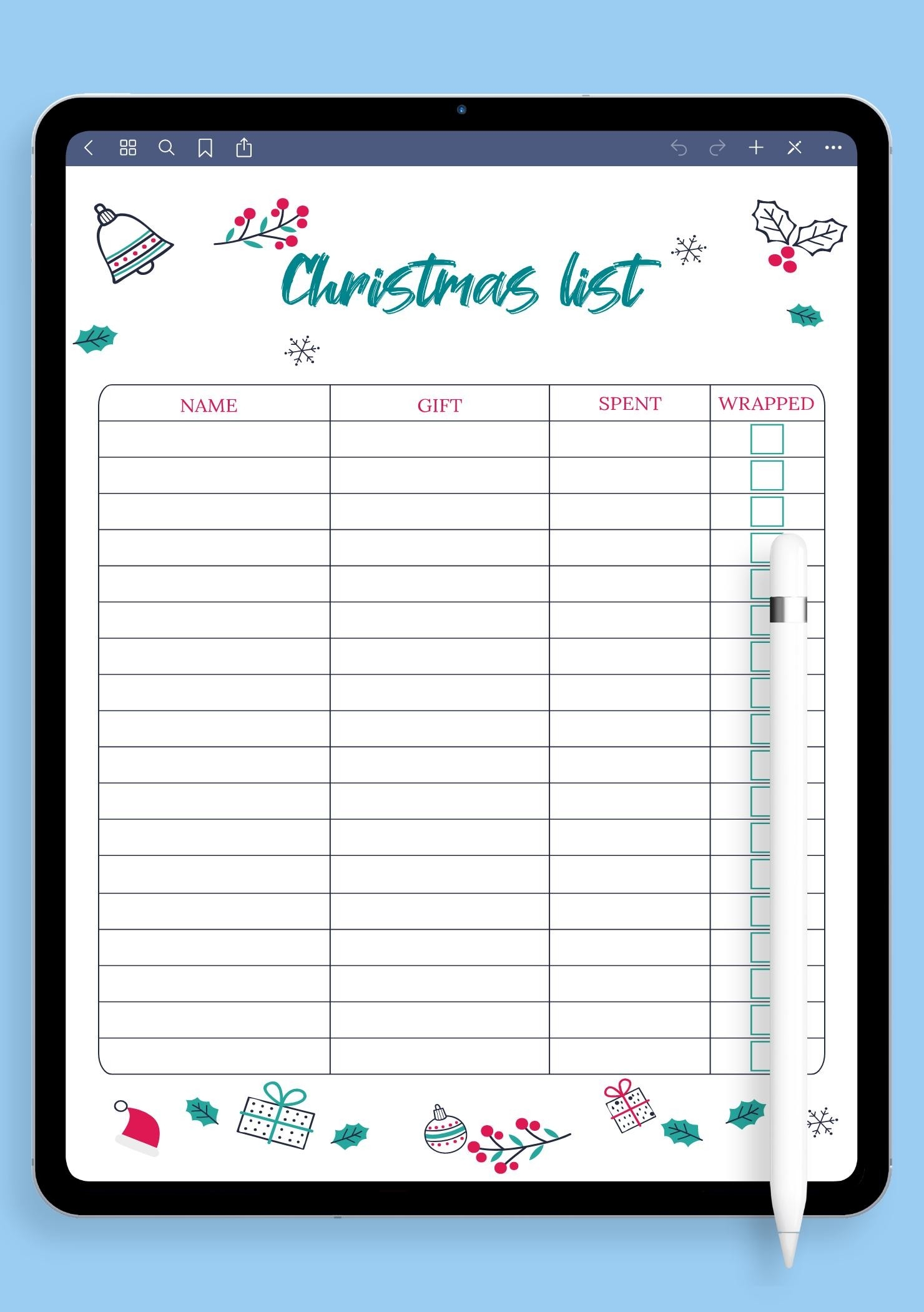 wish list template printable