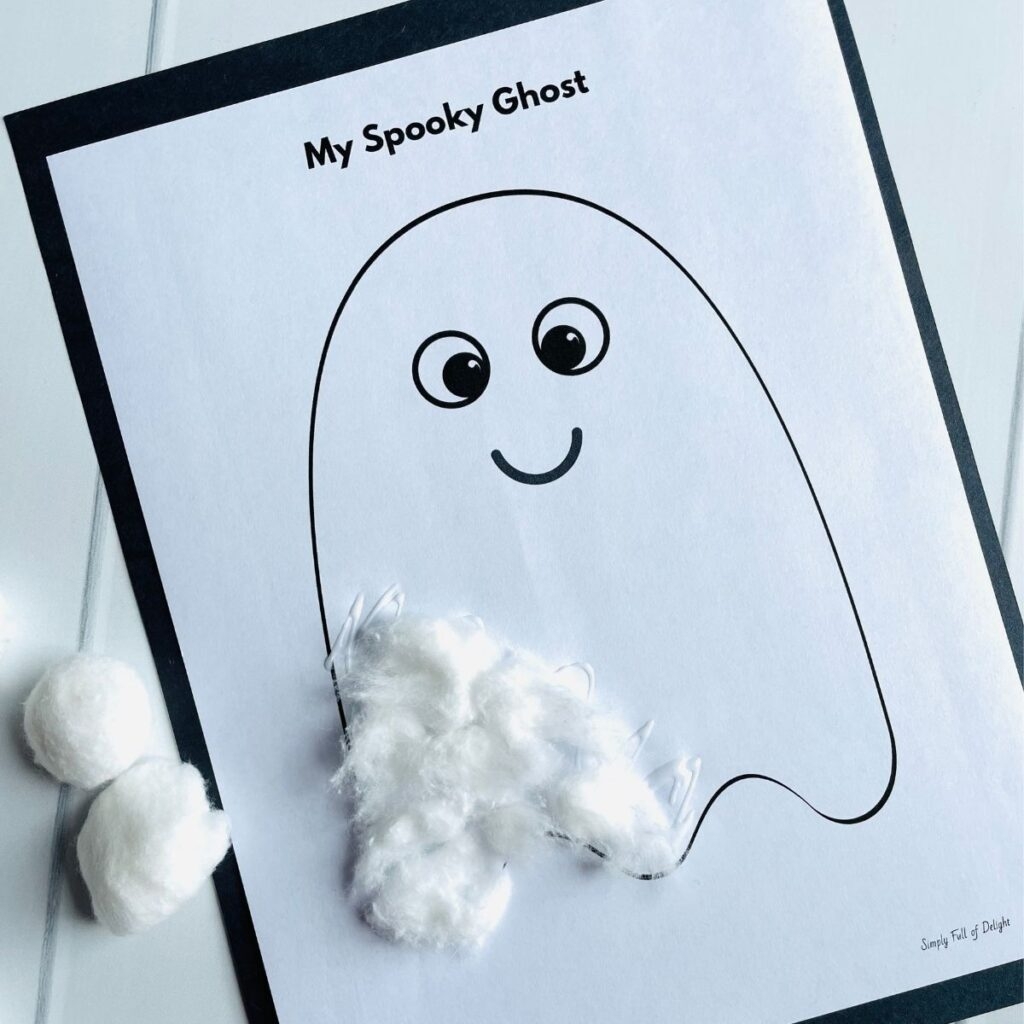 Easy Cotton Ball Ghost Craft For Kids Free Template Simply Full Of Delight