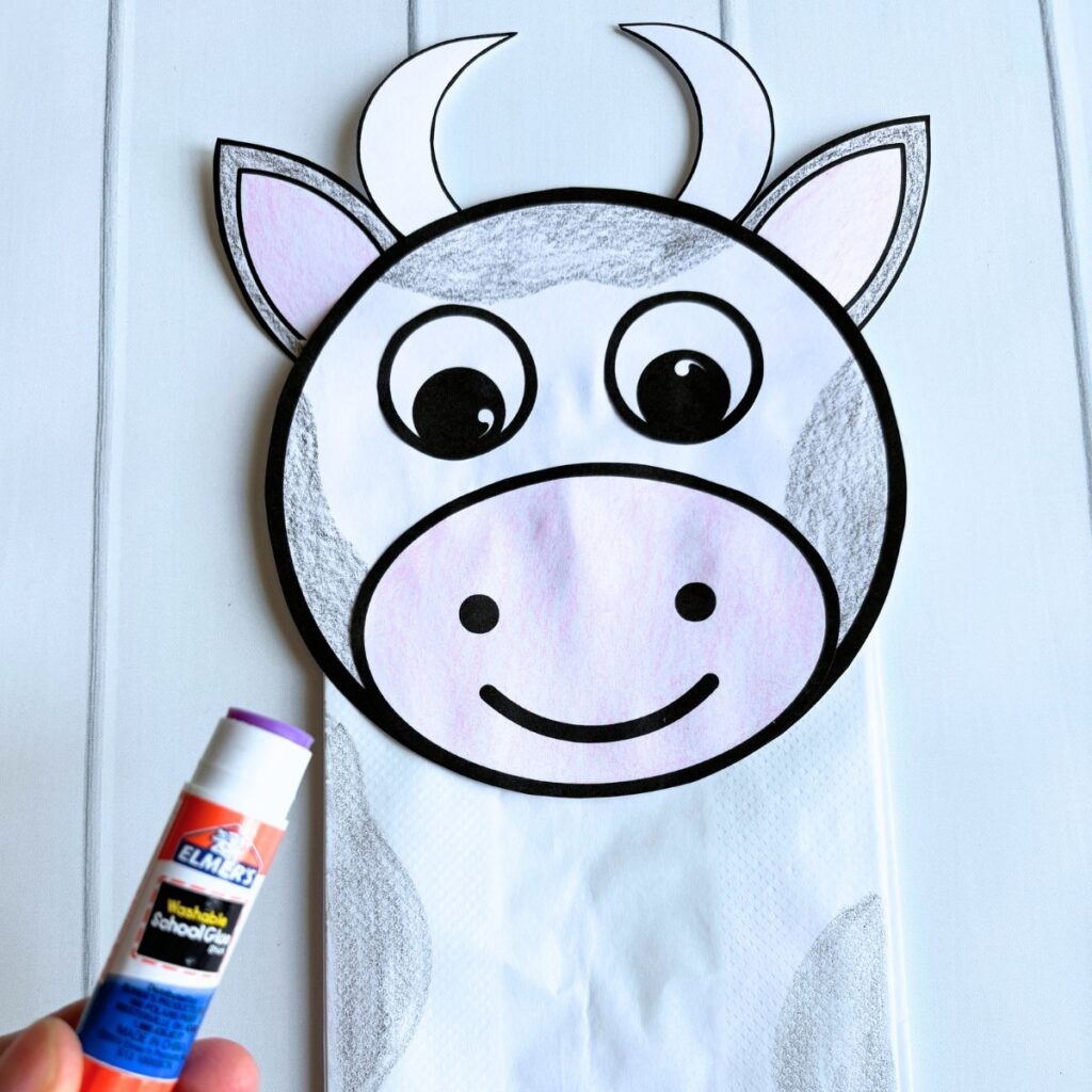 Easy Cow Paper Bag Puppet Free Printable Template Simply Full Of Delight