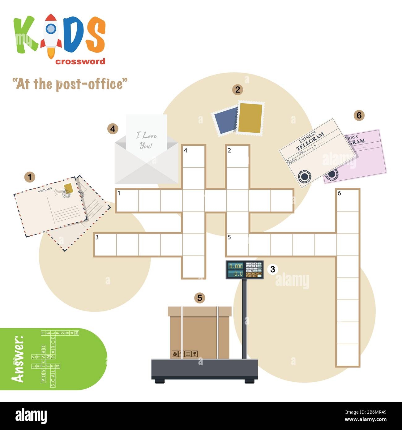 Easy Crossword Puzzle At The Post office For Children In Elementary And Middle School Fun Way To Practice Language Comprehension And Expand Vocabu Stock Vector Image Art Alamy