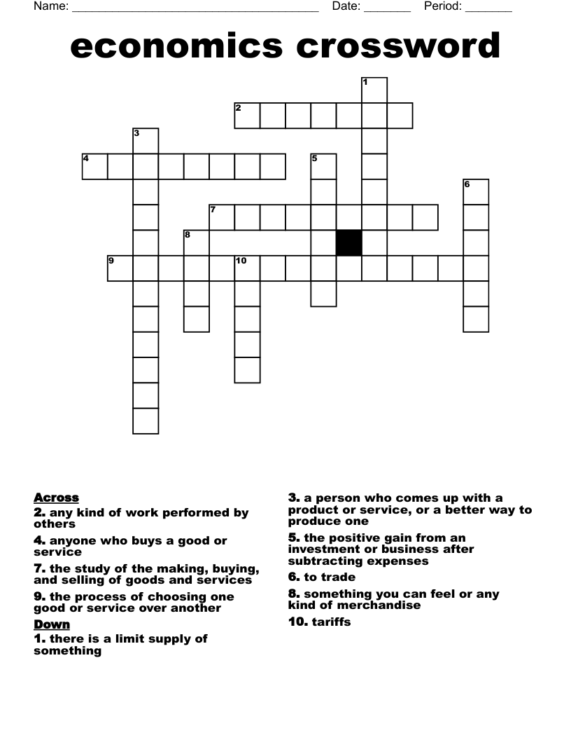 Economics Crossword WordMint Economics Crossword WordMint