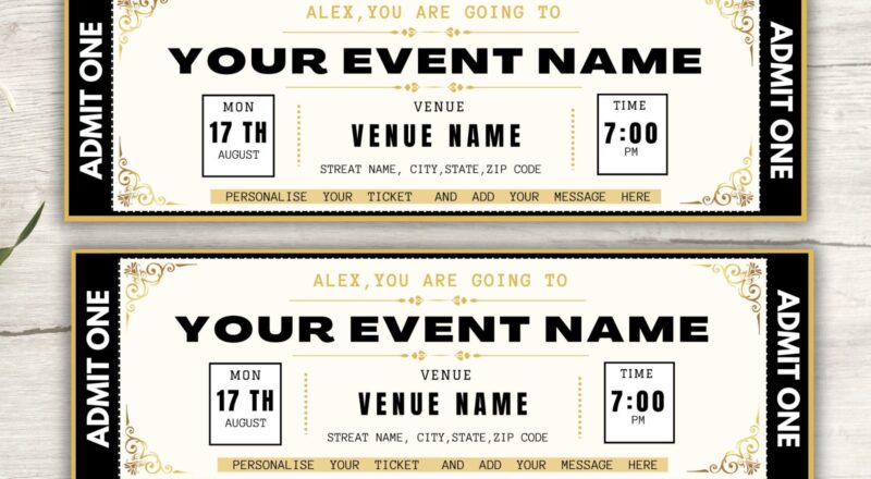Editable Event Ticket Template Printable Ticket Gift Ticket Concert Ticket Template Surprise Ticket Invitation Ticket Instant Download Etsy