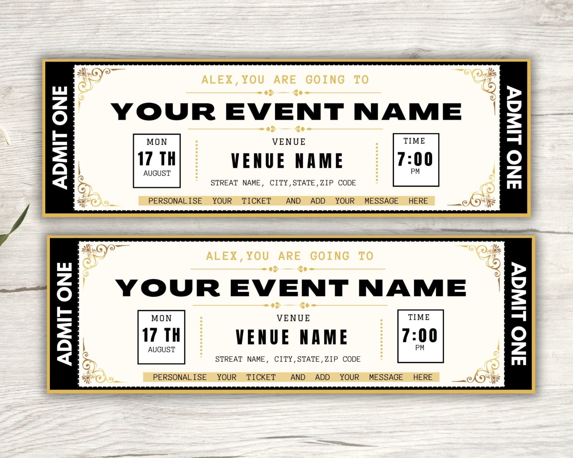 Editable Event Ticket Template Printable Ticket Gift Ticket Concert Ticket Template Surprise Ticket Invitation Ticket Instant Download Etsy