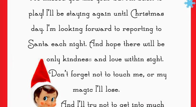 Elf On The Shelf Letter free Printable
