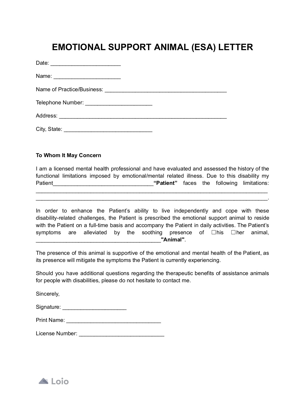 Emotional Support Animal Letter Your Guide Free Template