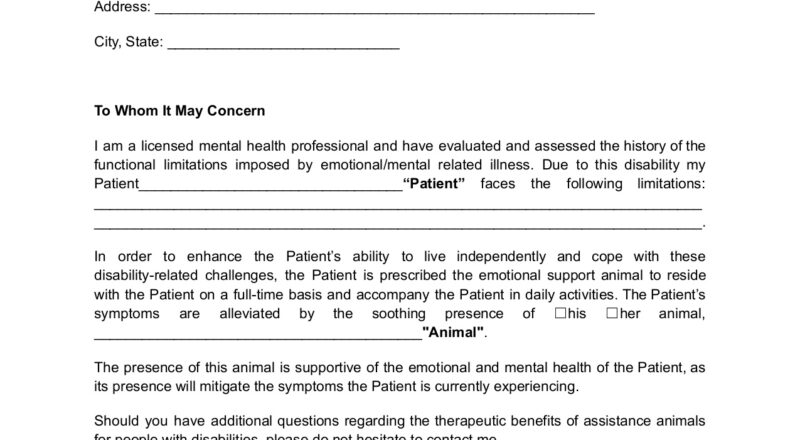 Emotional Support Animal Letter Your Guide Free Template