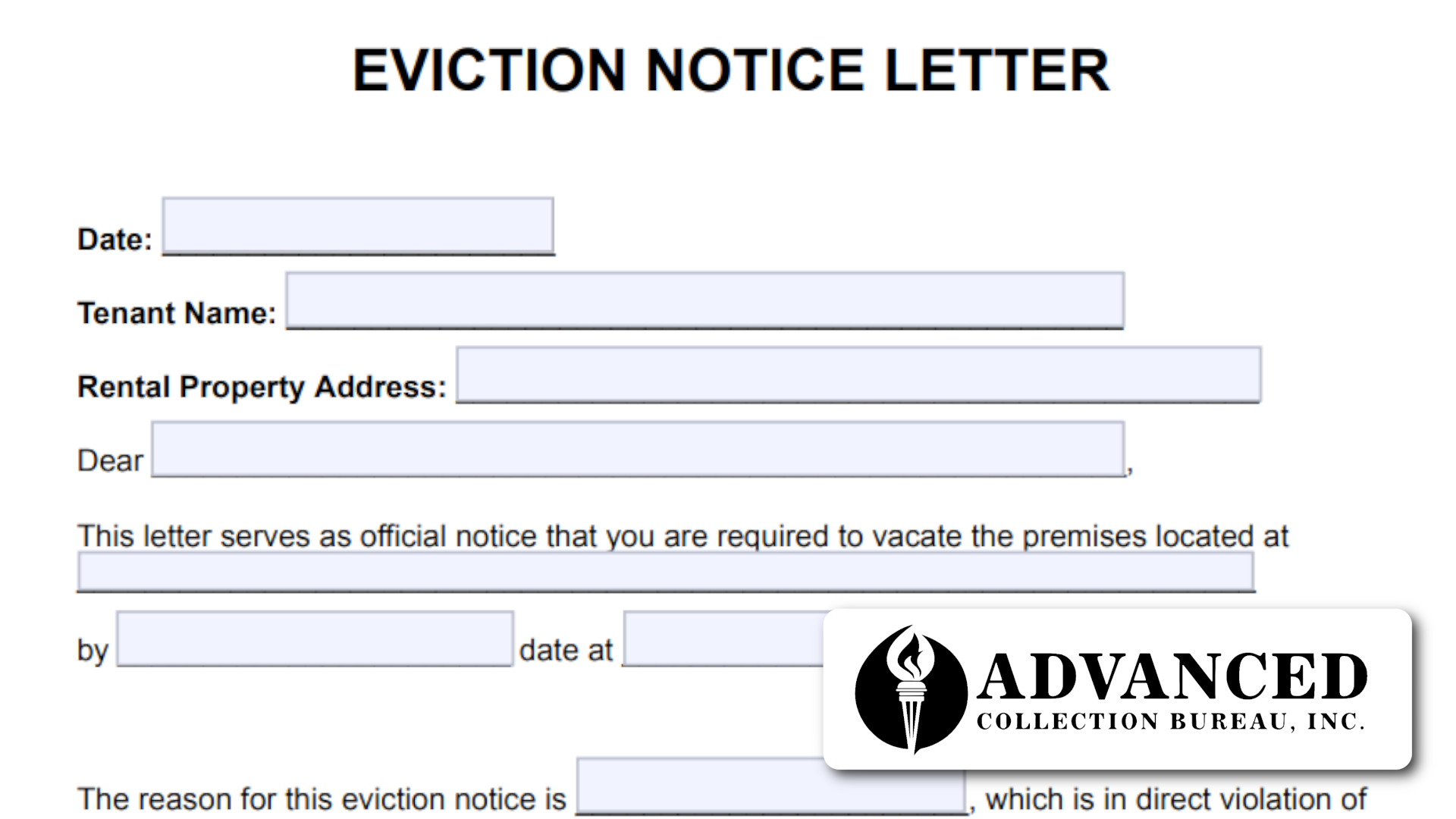 Eviction Notice Template Advanced Collection Bureau