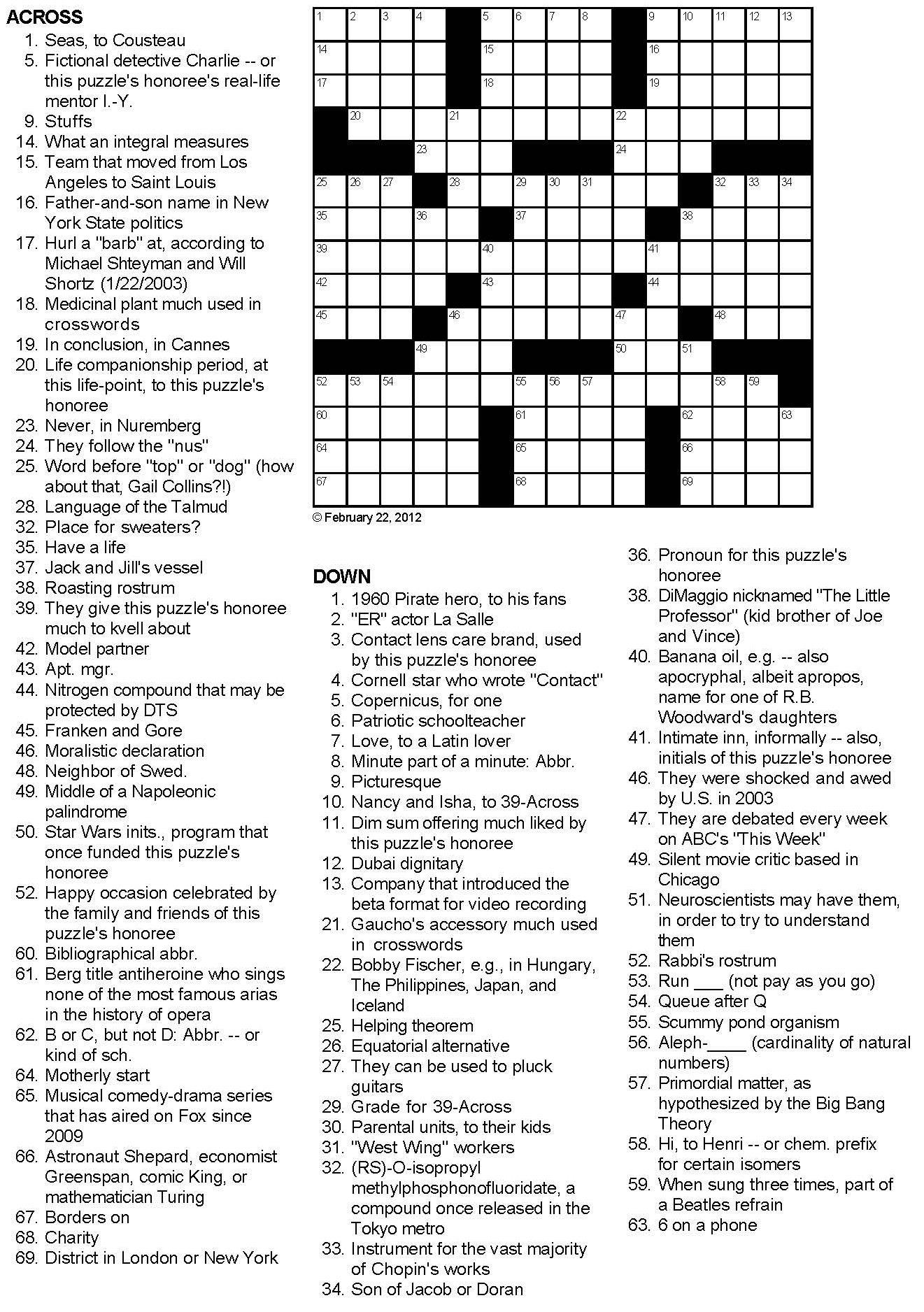 washington crossword puzzle