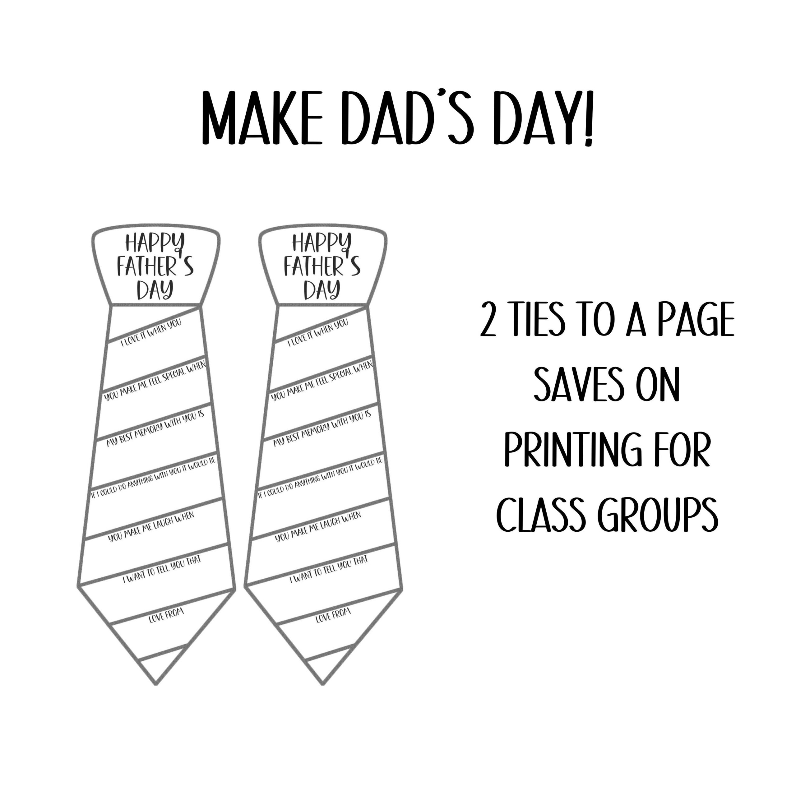 Father s Day Tie Printable All About My Dad Craft PDF Etsy